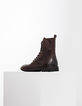 Boots à lacet marron foncé en cuir Homme-3