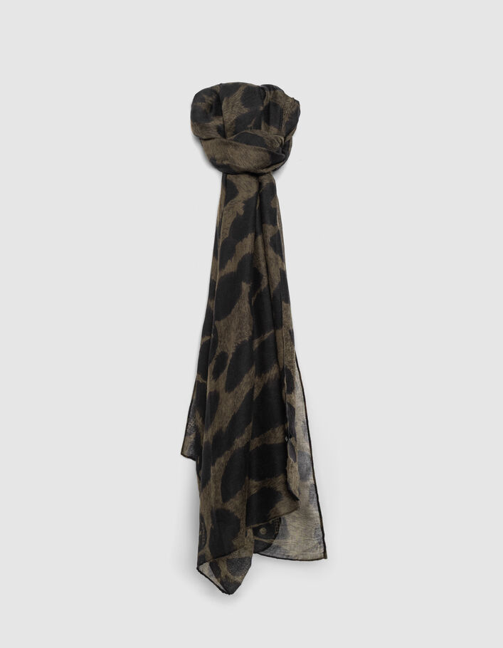 Foulard kaki motif têtes de mort animalier Homme