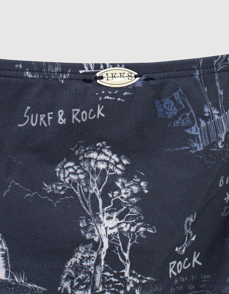 Maillot de bain 2 pièces navy toile de Jouy recyclé fille-5