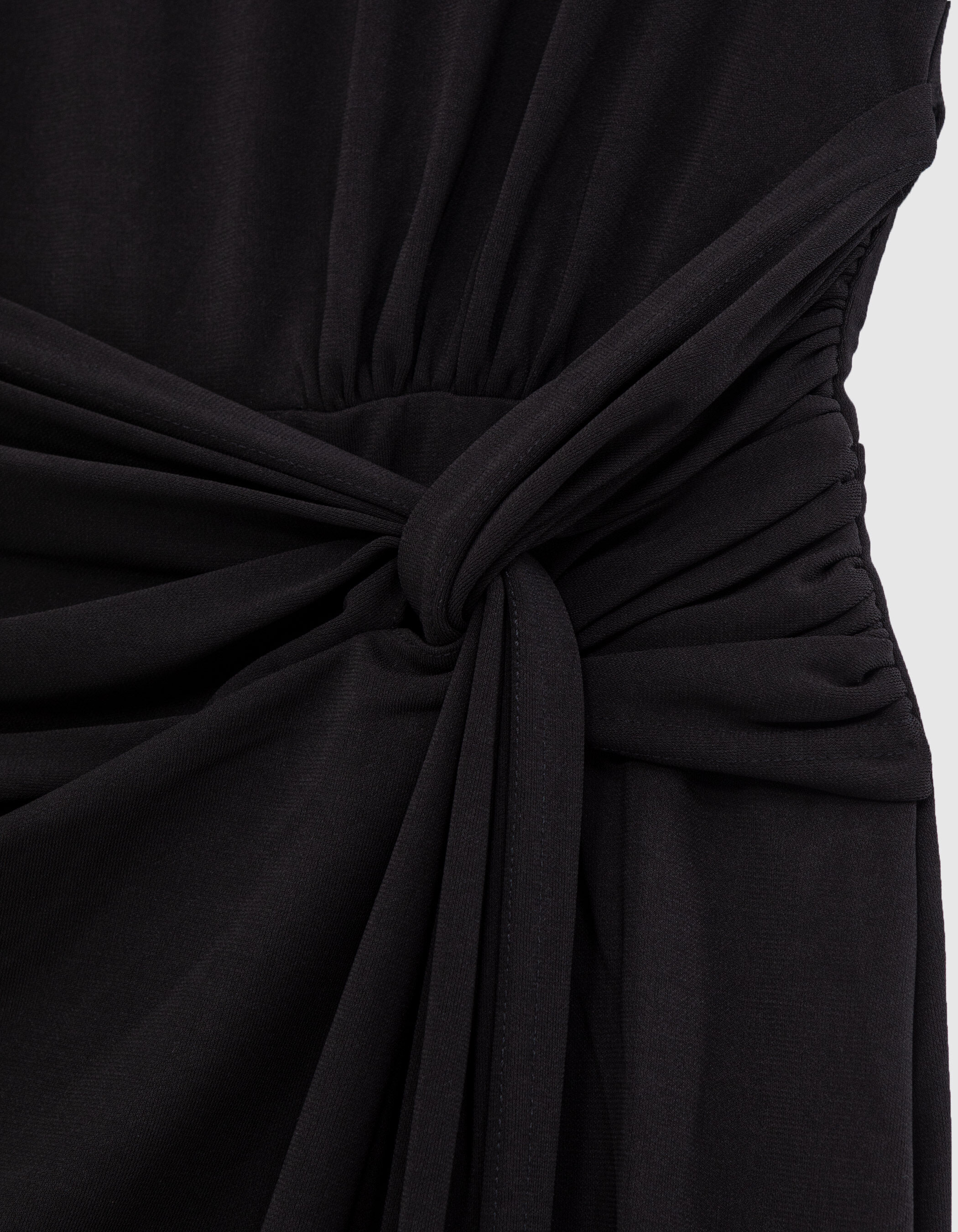 Robe noire maille recycl e effet portefeuille drap Femme