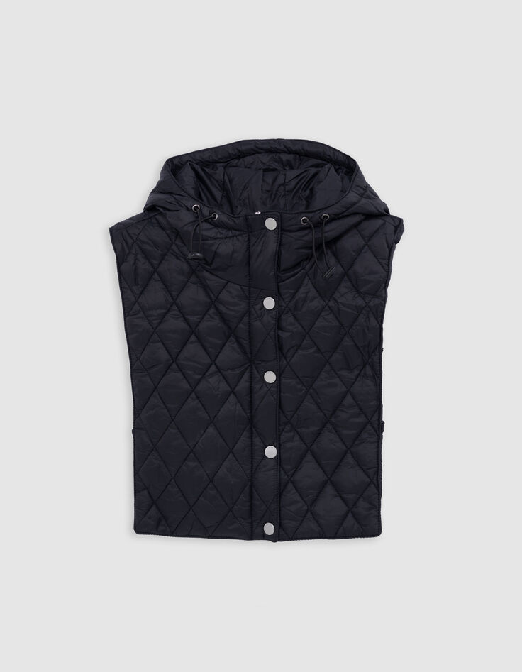 Women's black nylon quilted hooded collar IKKS
