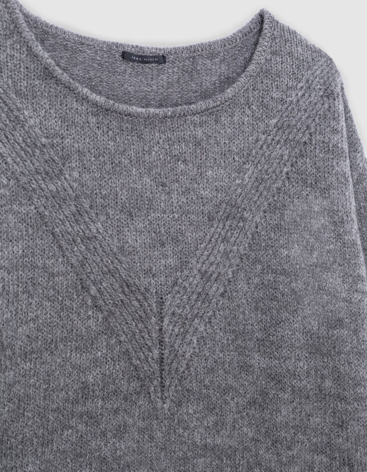 Gebreide trui in grijs visgraatmotief voor dames-8