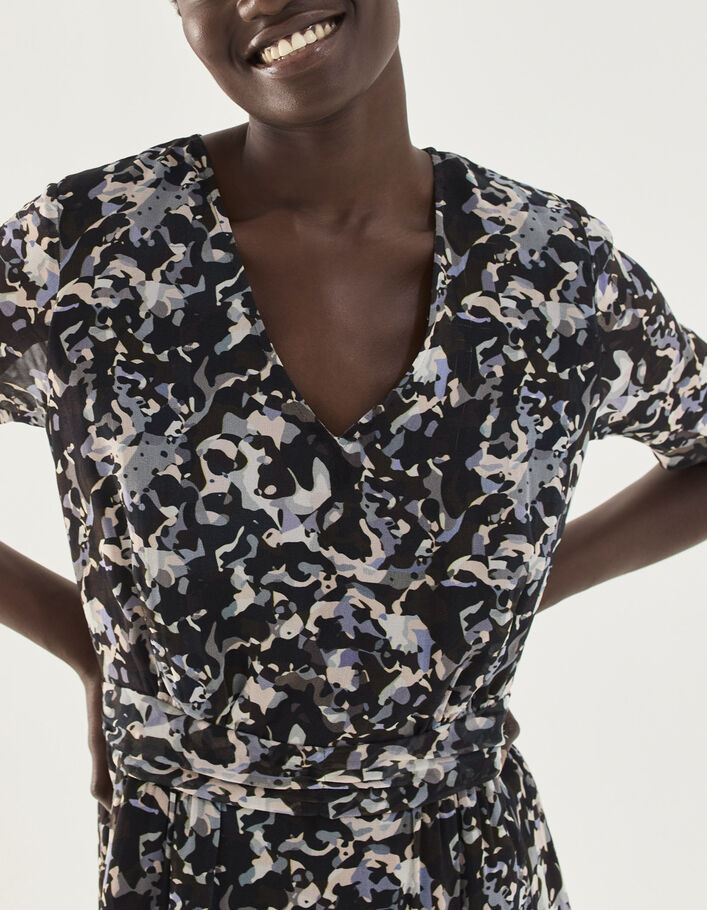 Jurk korte mouwen camouflagemotief dames-2