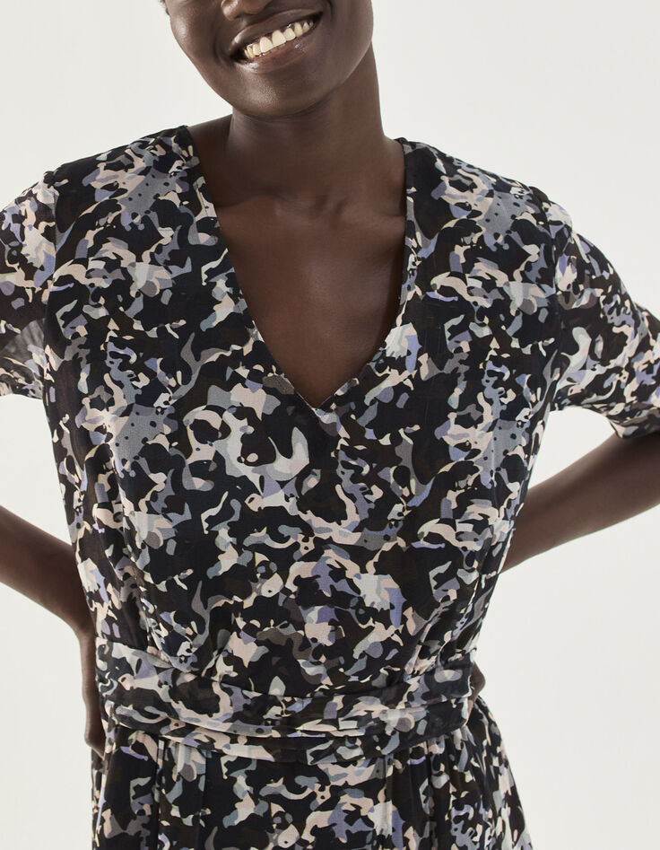 Kurzärmeliges Damenkleid mit Camouflageprint-2