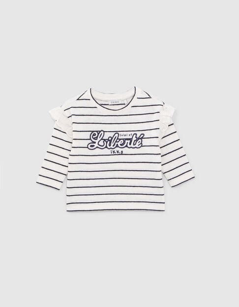 T-shirt marini&egrave;re &eacute;cru message brod&eacute; b&eacute;b&eacute; fille - IKKS
