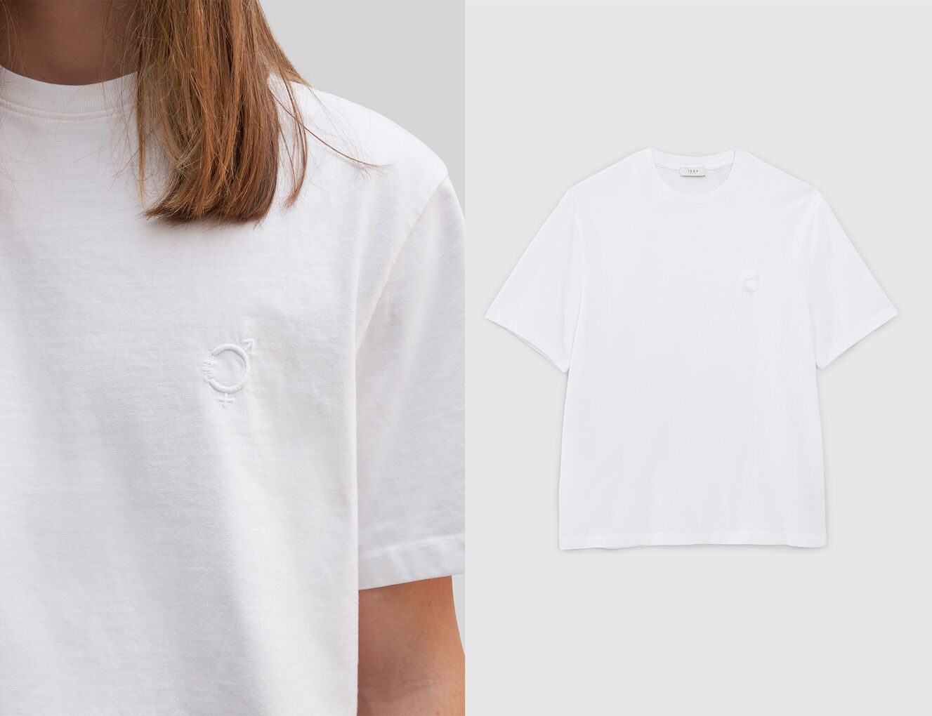 Unisex white cotton embroidered Gender Free T-shirt - IKKS-4