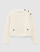 Sudadera cruda bordes sin rematar y botones hombros mujer-1