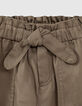 Pantalon paper bag kaki fluide 7/8ème fille-2