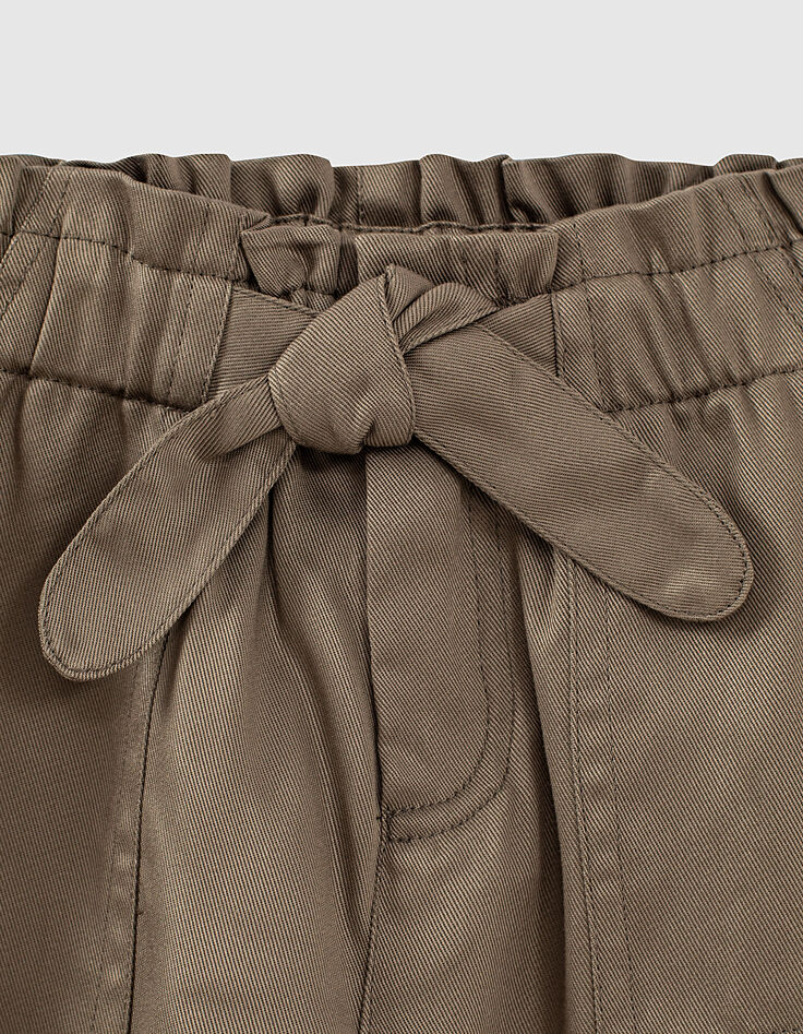 Pantalon paper bag kaki fluide 7/8ème fille-2