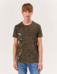 Camiseta caqui hojas Hombre-2