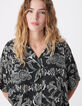 Zwart vloeiend damesshirt met barokke bloemenprint-5