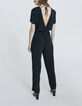 Combinaison viscose Ecovero® longue noire nouée dos femme-3