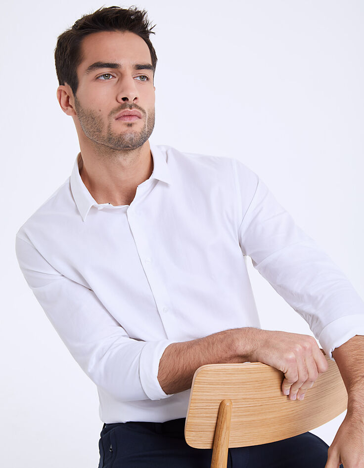 Chemise regular blanche anti-tâche Homme-1