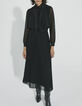 Vestido largo plisado gasa negro mujer-1