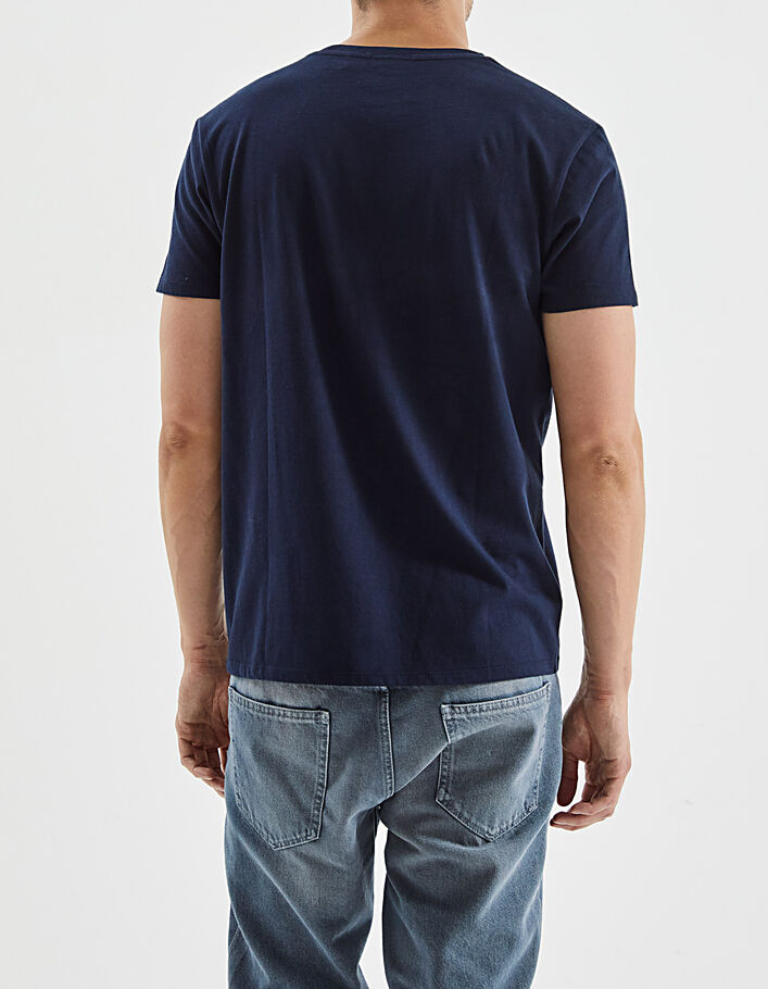 Dunkelblaues Herren-T-Shirt mit Gegenlichtprint DRY FAST - IKKS