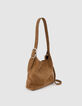 Beigefarbene Bucket-Bag aus Wildleder, Gr&ouml;&szlig;e M, Damen-2