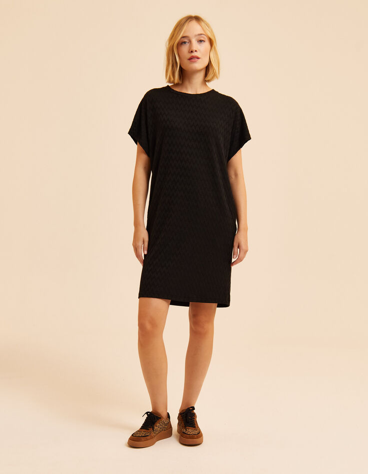 Robe manches courtes noire motif chevrons I.Code-6
