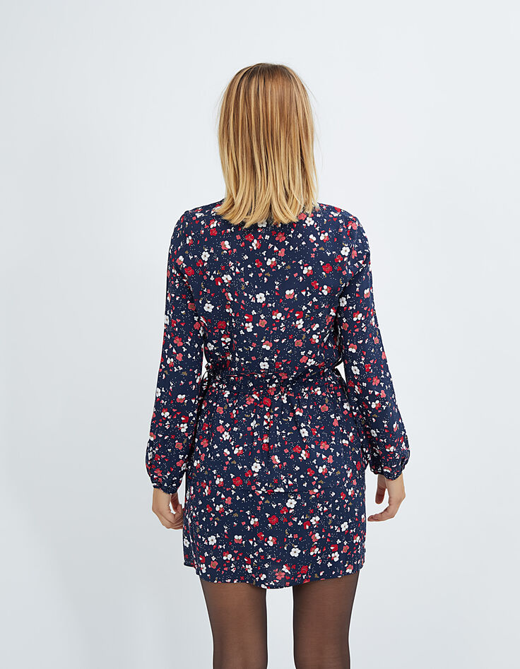 Vestido azul marino estampado floral Preppy I.Code-3