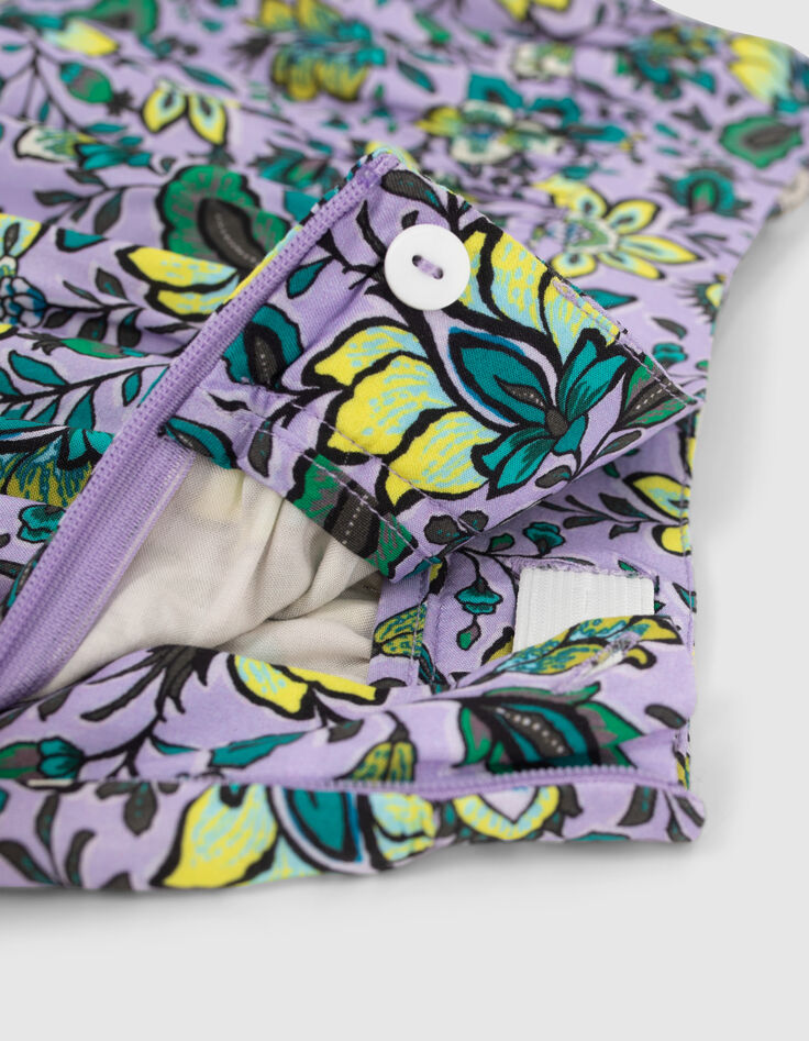 Lange lila rok print maxi-bloemen mini me meisjes-5