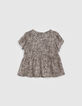 Blouse noire Lenzing&trade; Ecovero&trade; imprim&eacute; graphique fille-2