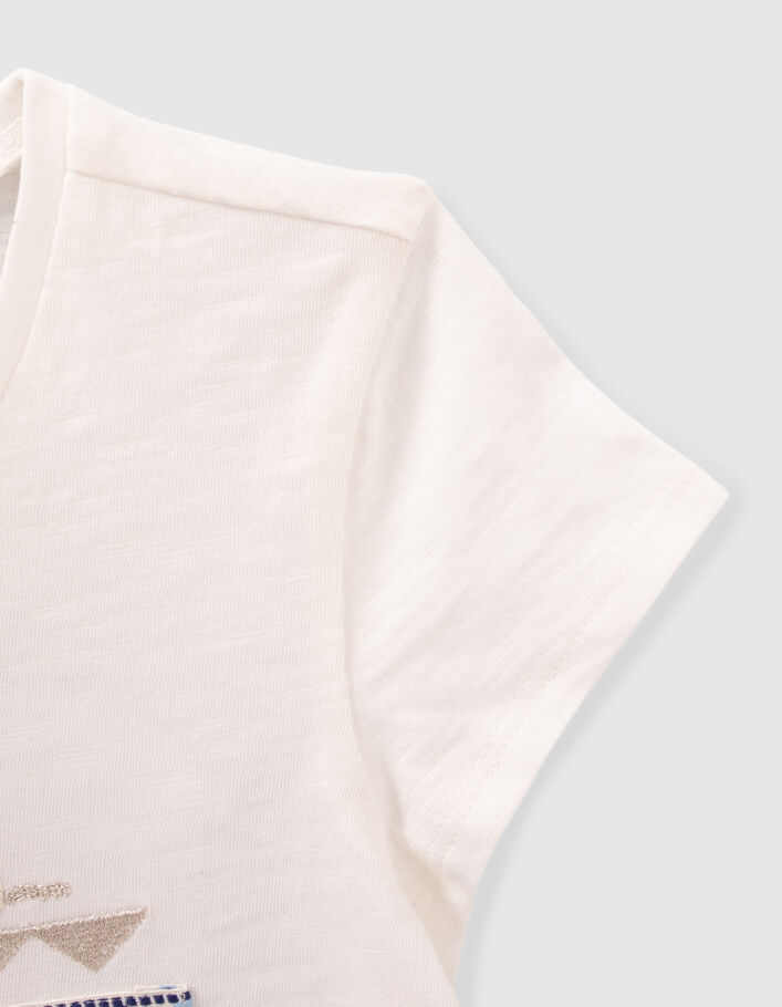 Camiseta blanco roto corazón bordados étnicos niña - IKKS