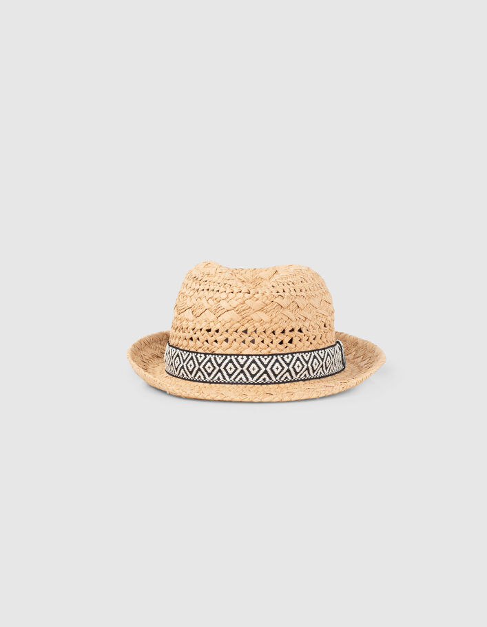 Sombrero trigo papel trenzado banda bordado niño  - IKKS