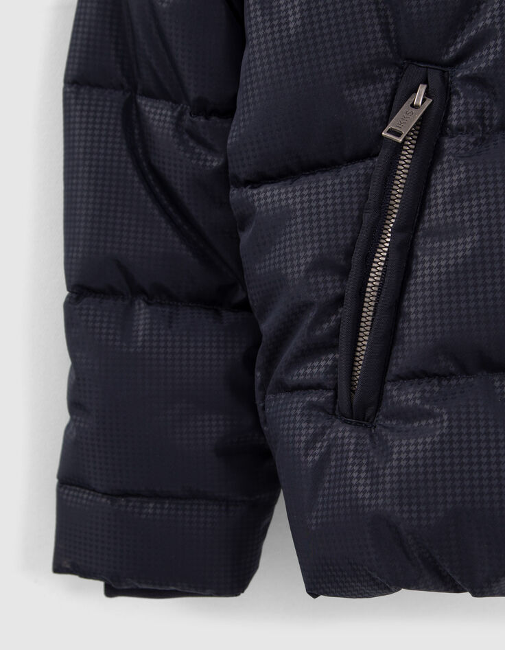 Boys’ navy houndstooth motif nylon padded jacket-4