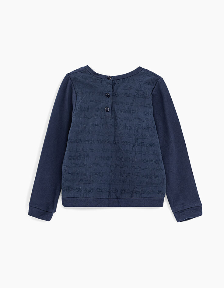 Sudadera navy bi-tejido 3 tablas surf detrás bordado niña-5