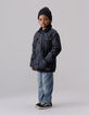 Schwarzer Jungenparka mit vielen Taschen und Velourskragen-2