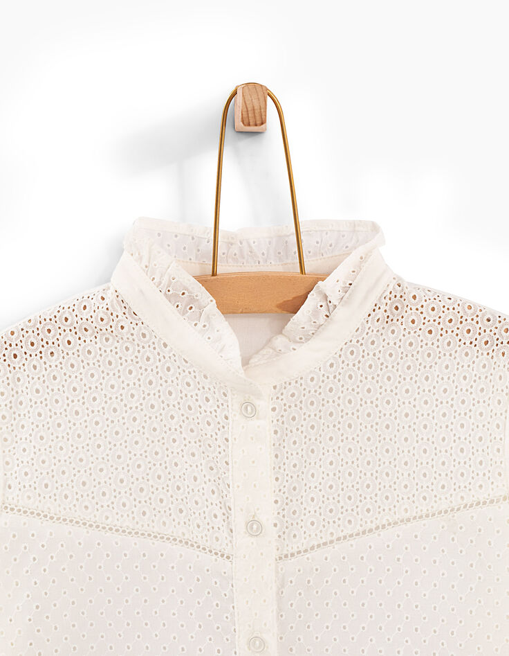 Chemise blanc cassé en broderie anglaise fille-3