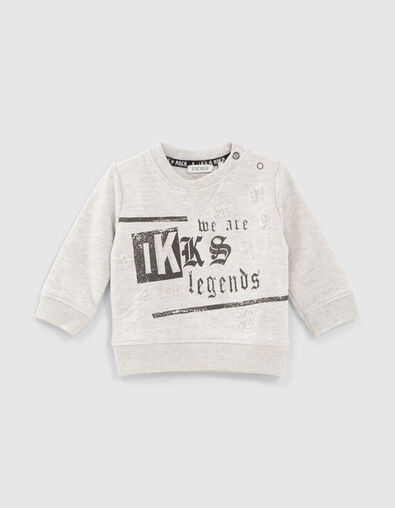 Baby boys’ light mastic marl sweatshirt with quilted back  - IKKS