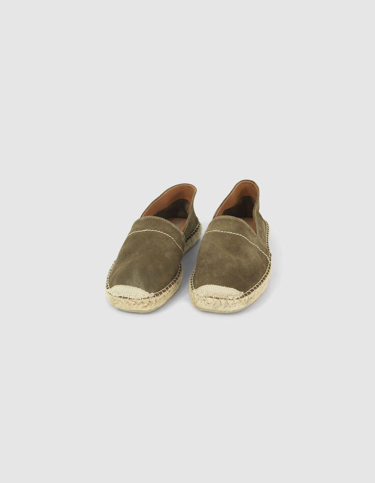 Espadrilles kaki en cuir velours Homme-2