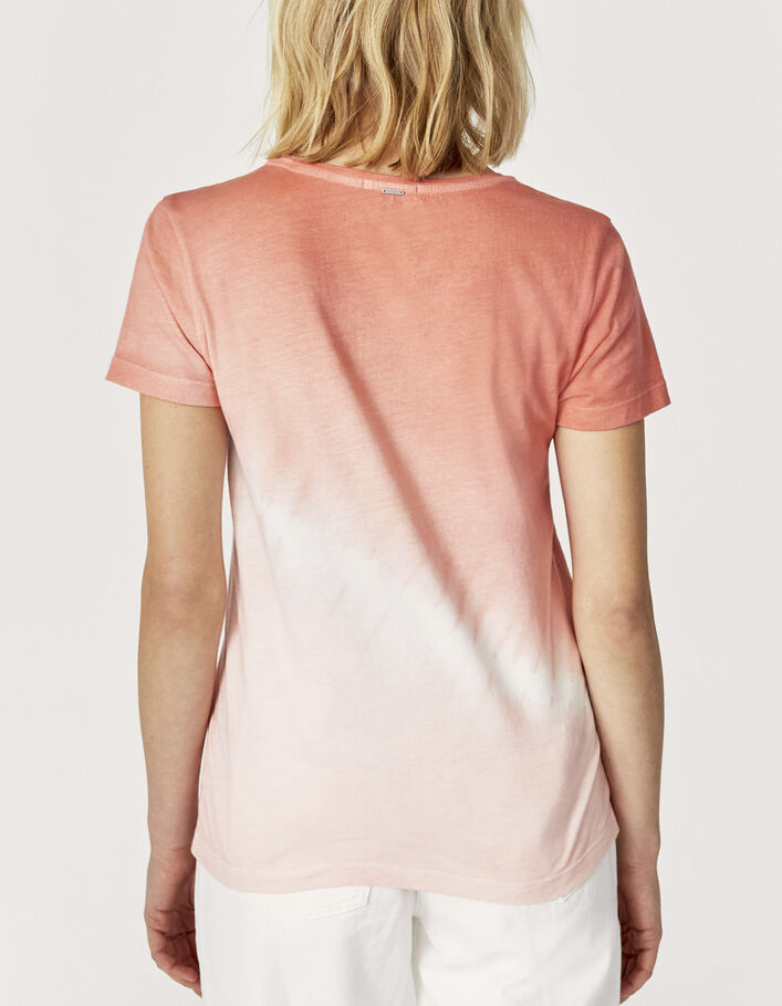 Women’s peach tie-dye organic cotton T-shirt, black image - IKKS