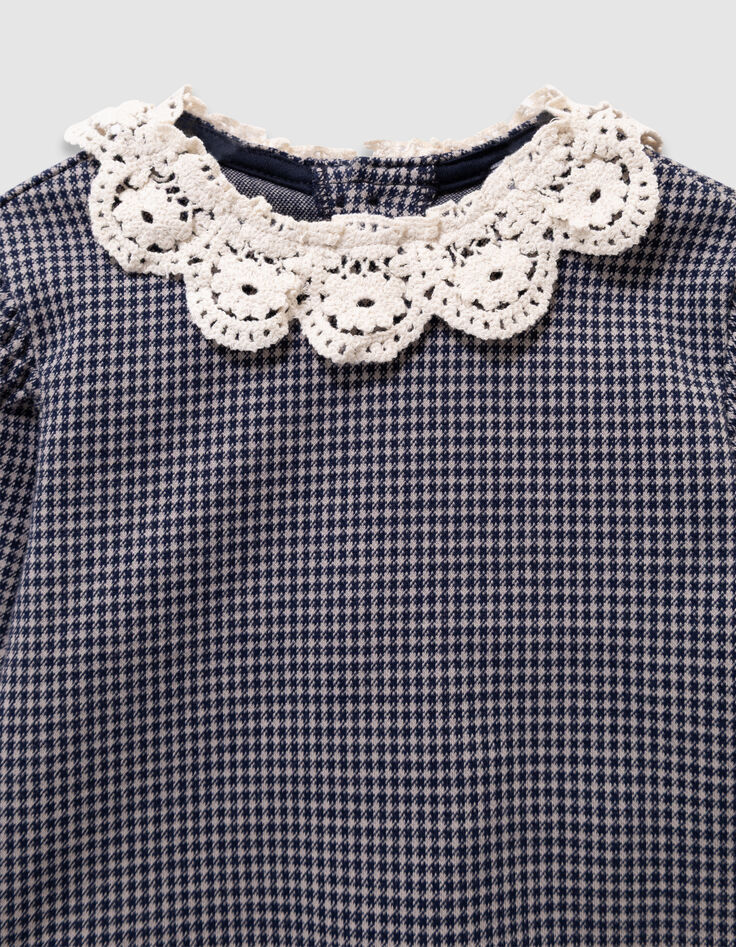 Marine blouse pied-de-poule kanten kraag babymeisjes-2