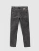 Girls’ grey high-waist slim jeans with side bands-2