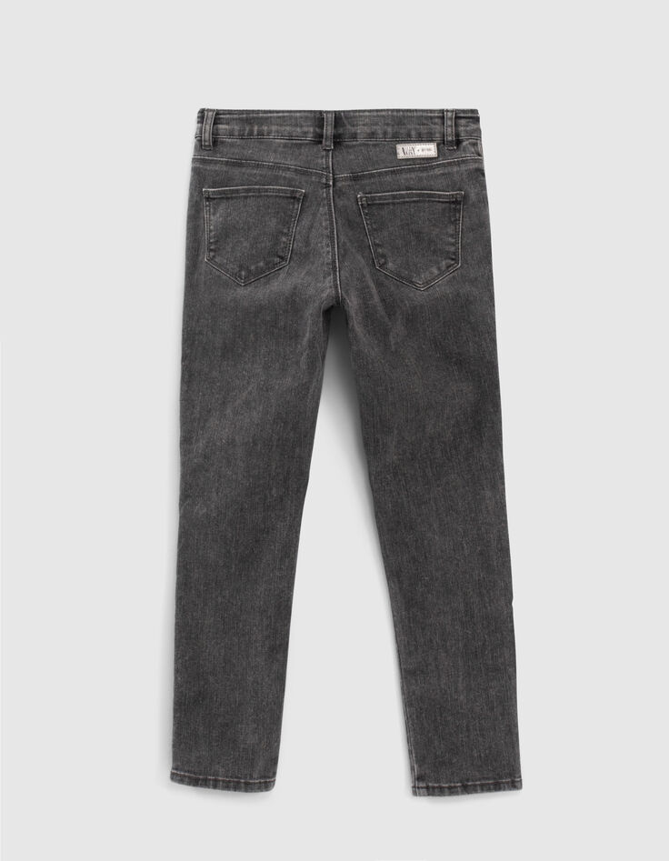 Girls’ grey high-waist slim jeans with side bands-2