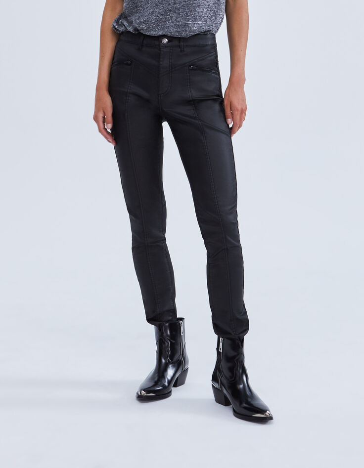 Women’s black coated high-waist sculpt-up slim jeans-2