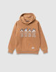 Camelbraunes Jungen-Kapuzensweatshirt Maxi-Schriftzug-3