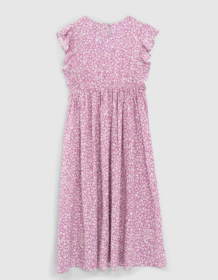 Girls’ violet Ecovero® long dress with daisy print - IKKS