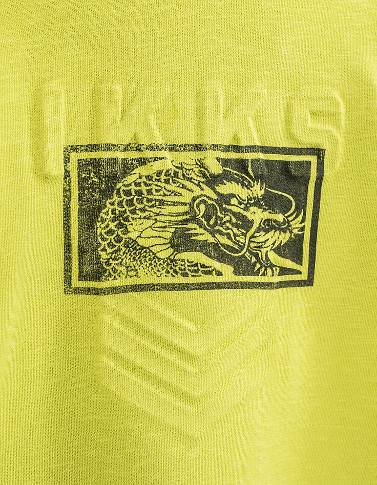 Sweat vert fluo IKKS relief et tête de dragon garçon-3