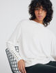 Cárdigan punto blanco roto reversible mujer-6