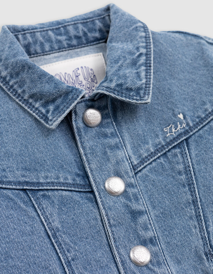 Blauw jeansjasje maxi-borduursel rug meisjes-4