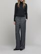 Women's black herringbone check suit pants-1