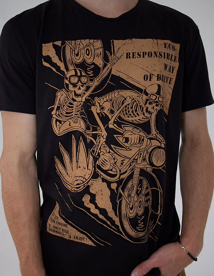 Men’s black IKKS BETTER T-shirt with biker graphic-4 Men’s black IKKS BETTER T-shirt with biker graphic-4