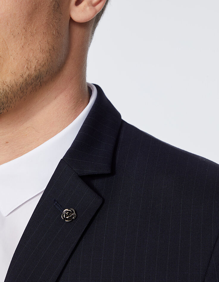 Veste de costume marine à fines rayures Homme-8