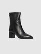 Boots à talon noires cuir zippées Femme-2