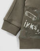 Baby boys’ khaki cardigan with XL print on back-4