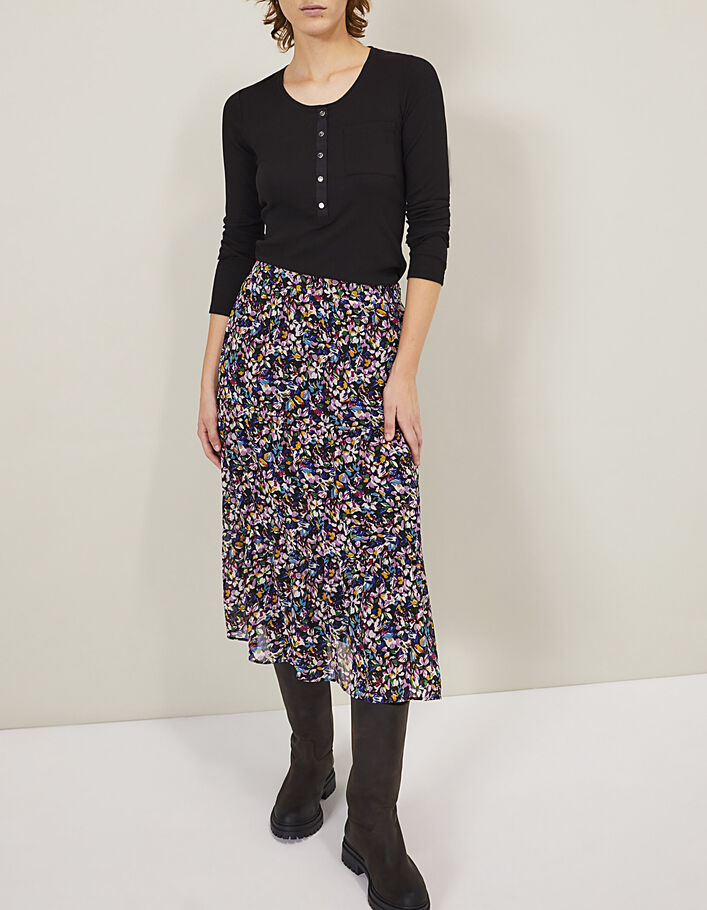 Women's floral printed voile midi skirt-1