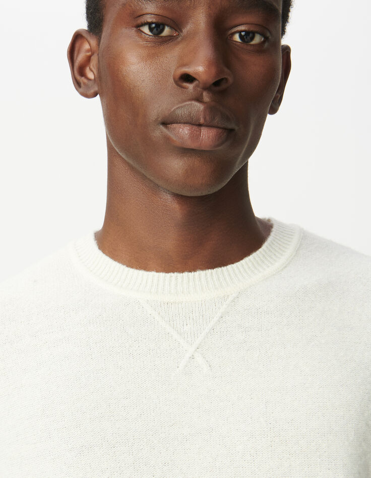 Pull écru tricot détail fantaisie Homme-5 Pull écru tricot détail fantaisie Homme-5