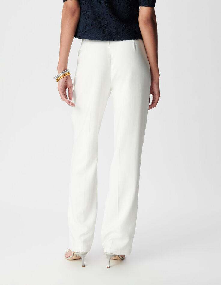 Pantal&oacute;n de traje acampanado blanco Mujer-6